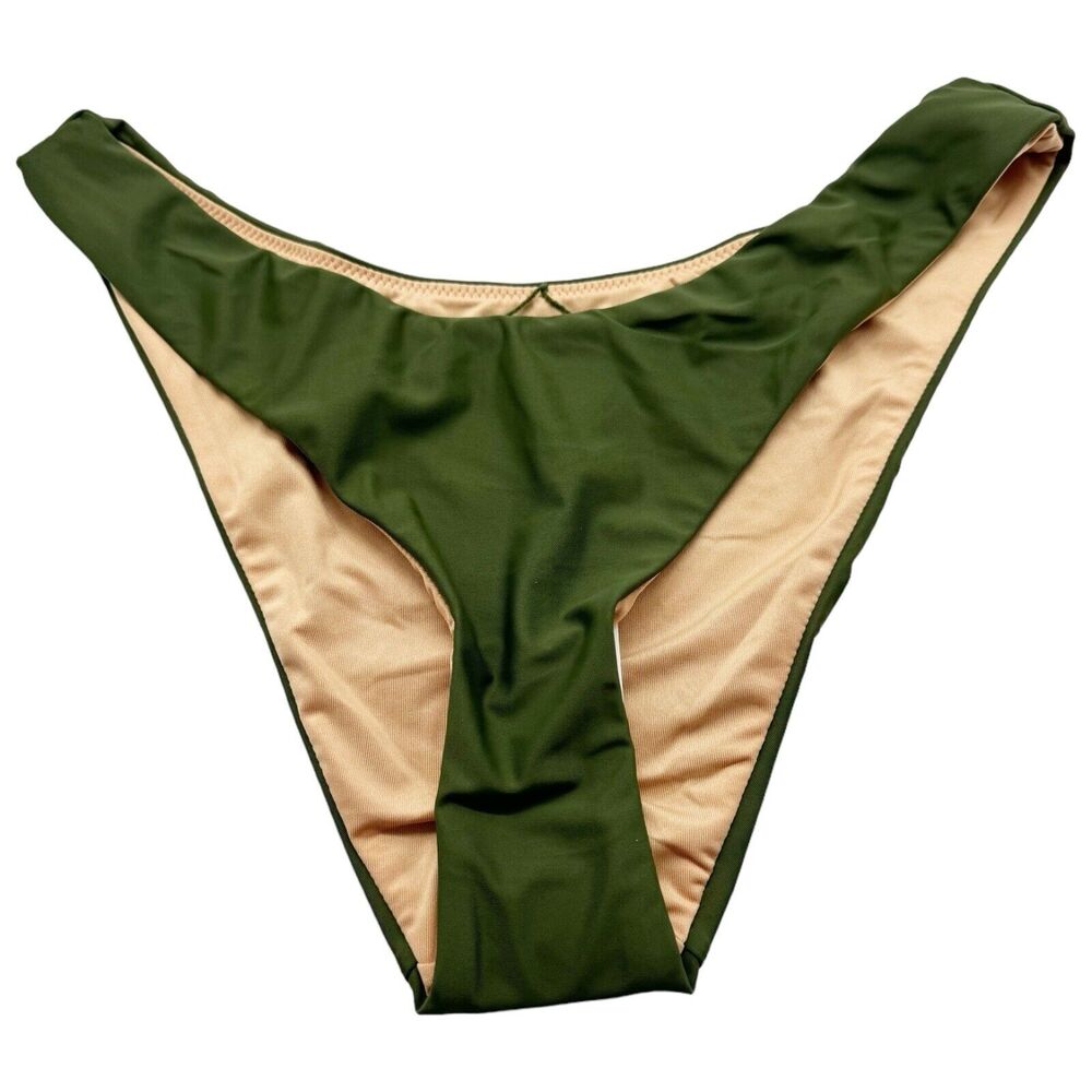 NWT J. Crew Olive Green Curved Waist Bikini Bottom Size Small